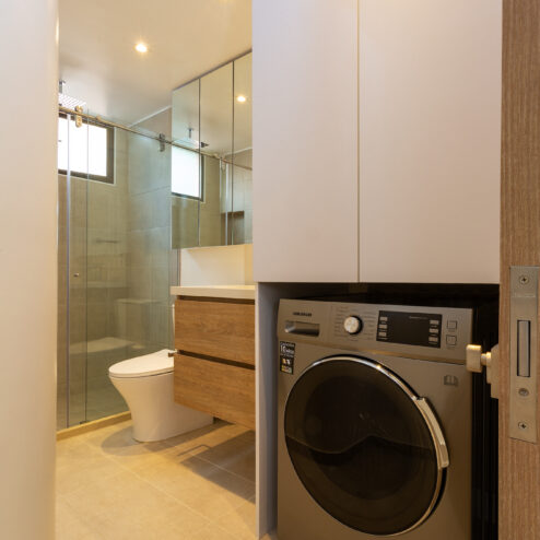 Baño con zona de lavado integrada