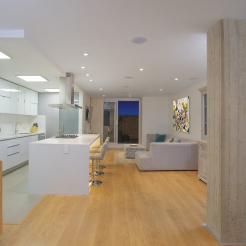 Cocina y sala abiertas